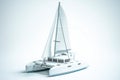 A small scale model of a sailboat sitting on a white background Royalty Free Stock Photo