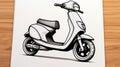 Minimalistic Moped Pencil Drawing Clipart With Cartoon Style