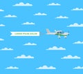 Small aircraft with banner in sky