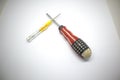 small screwdriver and large screwdriver isolate white background Royalty Free Stock Photo