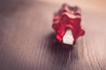 Small screwdriver with red handle isolated on wooden background Royalty Free Stock Photo