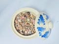 Small sea shells on white background. Royalty Free Stock Photo