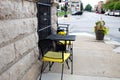 Small seating area with yellow cushions