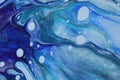 Abstract acrylic pour painting in cool colors for background. Royalty Free Stock Photo