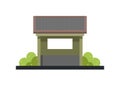 Small security guard building with tin roof. Simple flat illustration