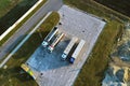 Small semi truck parking. Top view