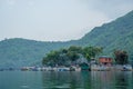Small settlement on the island at lake Royalty Free Stock Photo