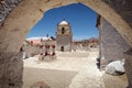 Small seventeenth-century church in the village of Parinacota, at 4,400 meters above sea level, in the Lauca National Park, Royalty Free Stock Photo