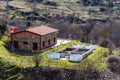Small sewage treatment plant in countryside in Spain.
