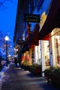 Small shops and boutiques are decorated for Christmas