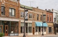 Small shops and street banners in Holland, MI, USA