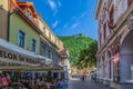 Small shops and terraces, Brasov, Transylvania, Romania