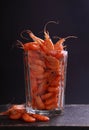 Small shrimp (crustaceans) in a glass Royalty Free Stock Photo