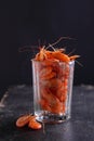 Small shrimp (crustaceans) in a glass Royalty Free Stock Photo