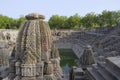 Small shrines and steps to reach the bottom of the reservoir, of the Sun Temple. Modhera village of Mehsana district, Gujarat, Royalty Free Stock Photo