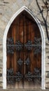 Small side door of a church in the Canadian countryside