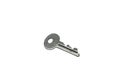 A small, silver, old jewelry box key isolated on a white background Royalty Free Stock Photo