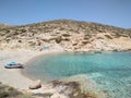 A small single beach on the Greek island of Donousa. An idylic secluded bay.
