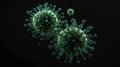 small single floating green virus concept image in bla ai generated Royalty Free Stock Photo