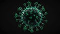 small single floating green virus concept image in bla ai generated Royalty Free Stock Photo