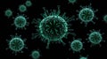 small single floating green virus concept image in bla ai generated Royalty Free Stock Photo