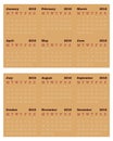 Small size Calendar for 2016, Simple Vector Template Royalty Free Stock Photo