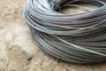 Small Size Metal Cable Wire. Heavy Load Sling Rope on the Construction Ground