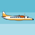 Small sized passenger airplane flat vector illustration Royalty Free Stock Photo