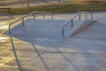 Small skate ramp with rails in neighborhood Royalty Free Stock Photo