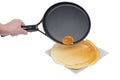 Small slapjack lie on frying pan Royalty Free Stock Photo