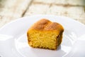 Small slice of cornmeal cake, typical Brazilian rural cake made with corn flour