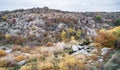 A small small river runs among meadows and rocks on the beautiful nature of the Carpathian hills Royalty Free Stock Photo