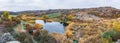 A small small river runs among meadows and rocks on the beautiful nature of the Carpathian hills Royalty Free Stock Photo