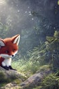 A small, smiling fox in nature. Generative ai