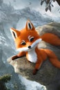 A small, smiling fox in nature. Generative ai