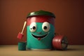 small smiling paint can character preparing for holiday