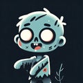 small smiling zombie man on a dark background 3d character. ai generative