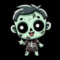 small smiling zombie man on a dark background 3d character. ai generative