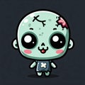 small smiling zombie man on a dark background 3d character. ai generative