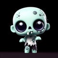 small smiling zombie man on a dark background 3d character. ai generative