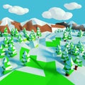 Small snow landscape with fir trees
