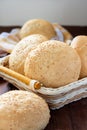Small soft rolls with a crispy crust sprinkled with sesame seeds Royalty Free Stock Photo