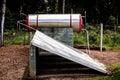 small solar heater with solar panels installed in rural areas of Brazil careless and precarious equipment