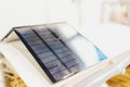 small solar panel. Green energy concept close-up. Royalty Free Stock Photo