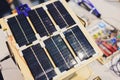 small solar panel. Green energy concept close-up. Royalty Free Stock Photo