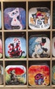 Small souvenir metal boxes with funny cats in Kotor Montenegro