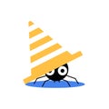 Spider Under Traffic Cone In Flat Vector Illustration Symbolizing Website Error, Humor, And Creativity, Isolated On