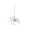 Small spider on a string of cobwebs one line art. Continuous line drawing of halloween theme, gothic, horrible, scary Royalty Free Stock Photo