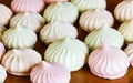 Small spiral meringues. Selective focus