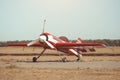 Small sport airplane at the airport. Royalty Free Stock Photo